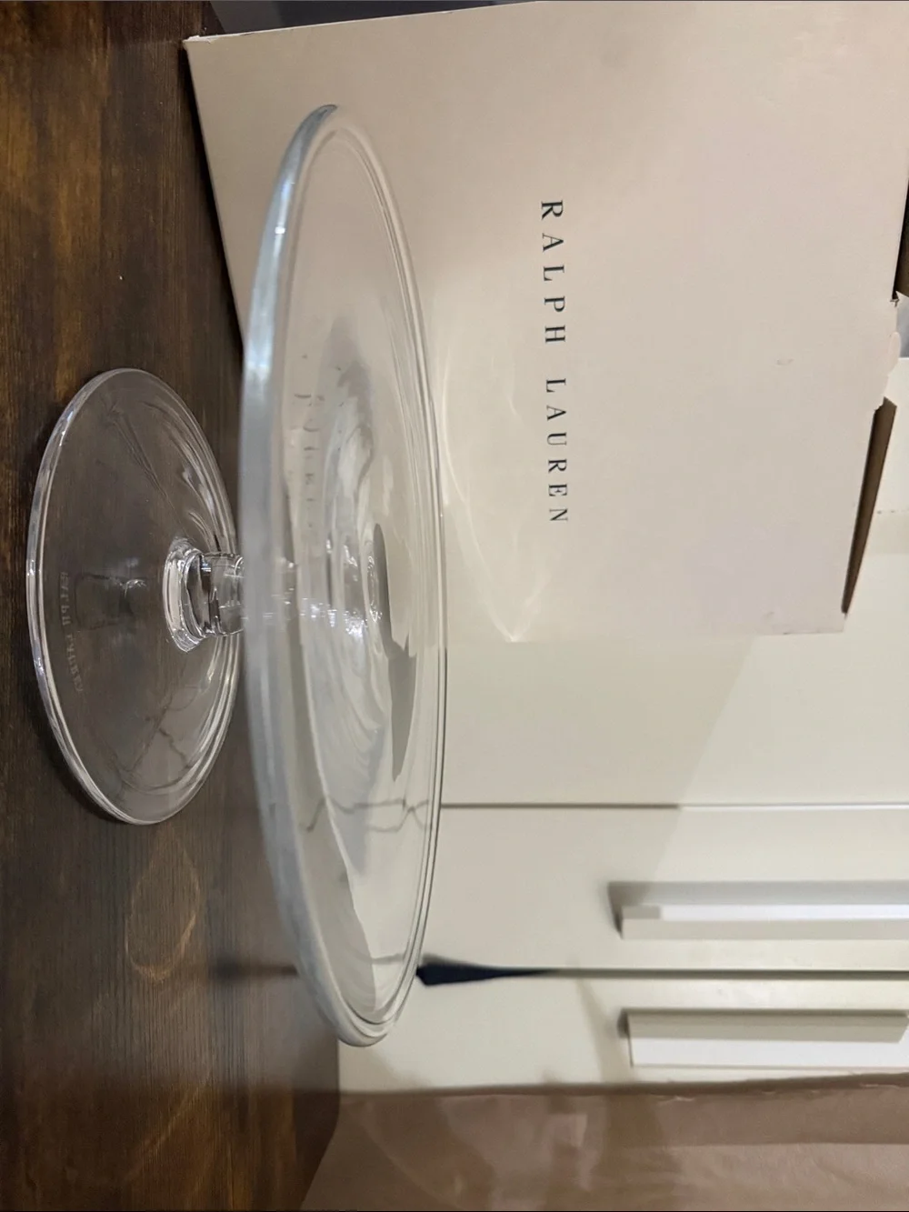 NWT Ralph Lauren Clear Glass Cake Plate Pedestal